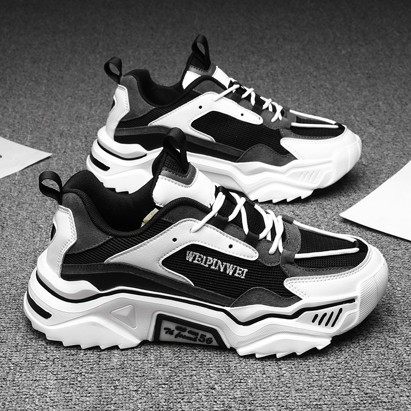 Black Old Dad Shoe Men's Heightened Student Retro Han Edition Trend 100 Hitch Sports Spring Ins Nets Red Ultra-Fire Tide Shoes