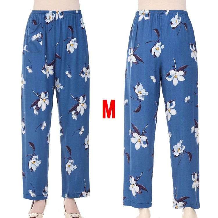 Bông lụa pajama quần nữ mùa hè trung niên mẹ nhân tạo bông cotton quần kích thước lớn cotton lỏng phần mỏng bông nhà