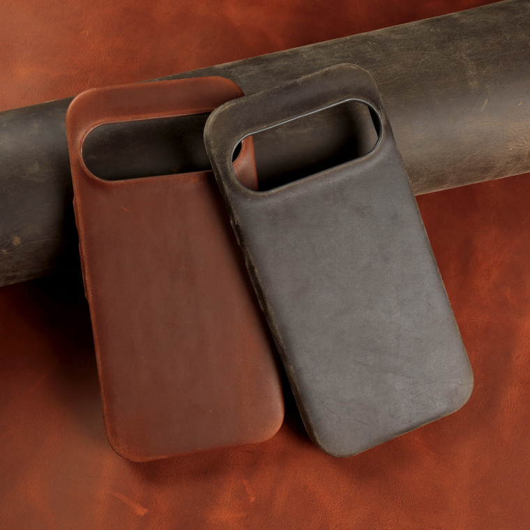Soft Brown Leather Grain Minimalist Genuine leather Calfskin leather Google Pixel Phone Case