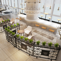 Iron restaurant partition decorative flower rack office shelf industrial wind card seat green plant fence low partition screen