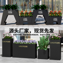 Outdoor wrought iron flower box combination square landscape sales department commercial street flower bed outdoor fence partition custom flower slot
