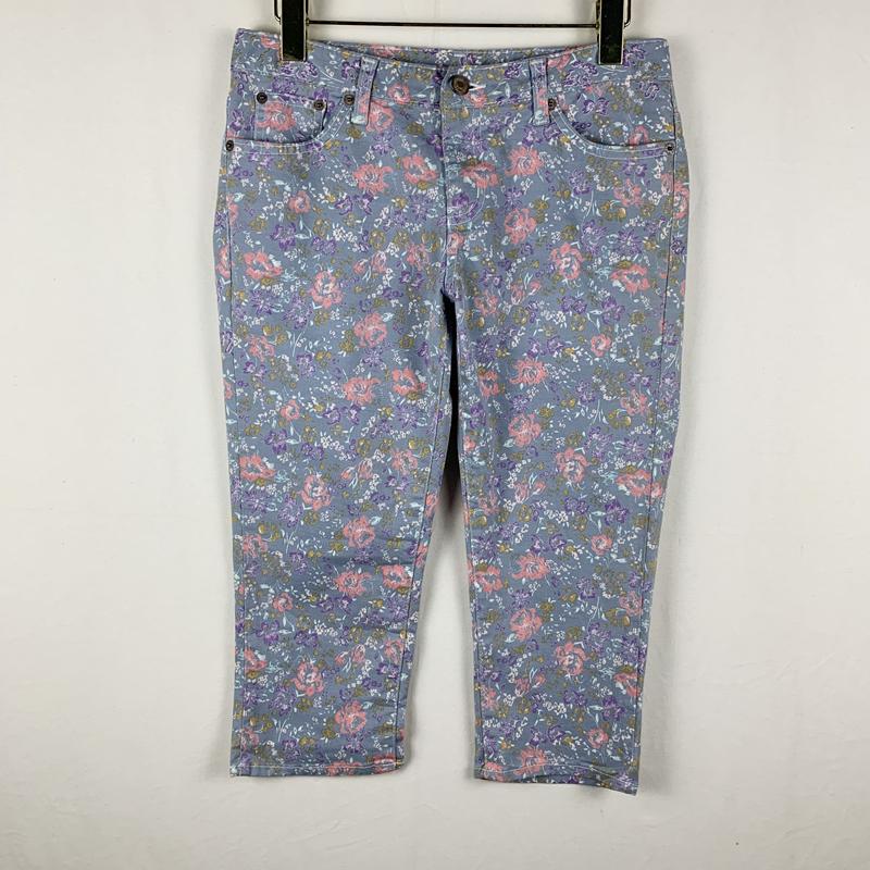 [Ziu] Women's Spring and Summer Cotton Cropped Pants Japanese Style Printed Easiest for Match Straight-Leg Pants Small Leg Pants Cropped Pants