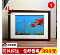 Purely handmade embroidery paintings Cantonese embroidery Cantonese embroidery hanging paintings Lingnan Guangfu Guangdong tourism red cotton Guangzhou Tower Wuyang Lychee Bay