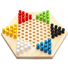 Китайские шашки 实木跳棋游戏送备用棋子6人同玩桌面亲子游戏儿童棋类益智玩具