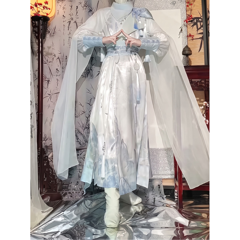 Improved Round-Neck Robe with Chinese Elements, Ancient Style, Youthful Vibe, Martial Arts Style Hanfu Cosplay Outfit, Martial Arts Suit, Unisex Improved Round-Neck Robe with Chinese Elements, Ancient Style, Youthful Vibe, Martial Arts Style Hanfu Cosplay Outfit, Martial Arts Suit, Unisex