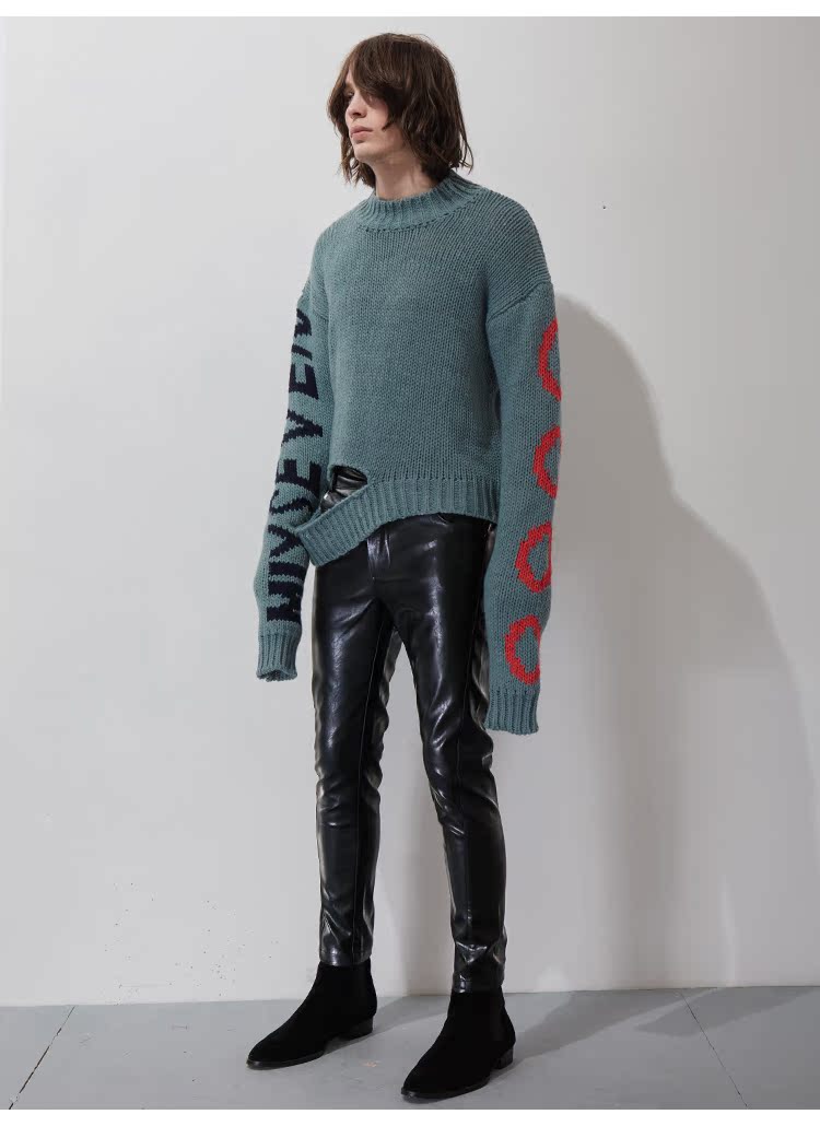 MIXSEVEN mùa đông Châu Âu và Mỹ punk quần da đen gió co giãn chân mỏng quần chín điểm Slim quần đùi nam