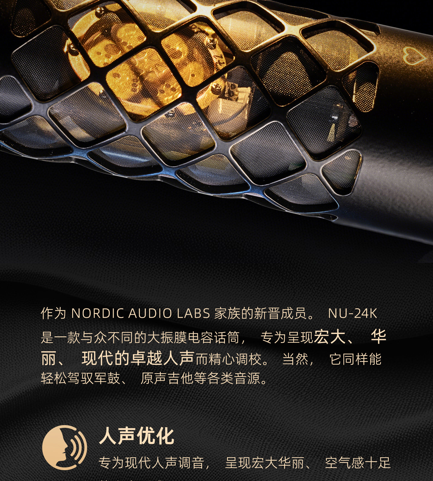 Nordic Audio Labs NU-24K 大振膜电容话筒 直播 录音专业麦克风