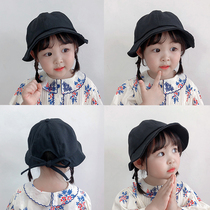 Child hat shading hat cute super cute kid spring autumn butterfly knot fisherman hat girl baby sun protection basin hat summer