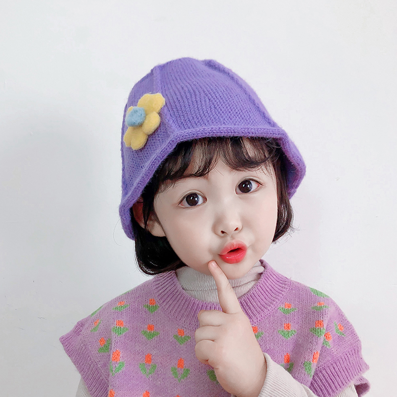 Children's hat autumn air fashion girl baby knitting fisherman hat girl winter Han edition of simple bucket cap