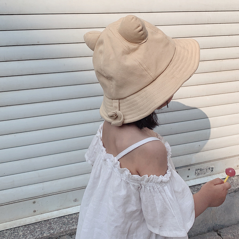 Summer cat ears children's fisherman hat female cute Korean version all-match baby travel sunscreen hat boys and girls basin hat