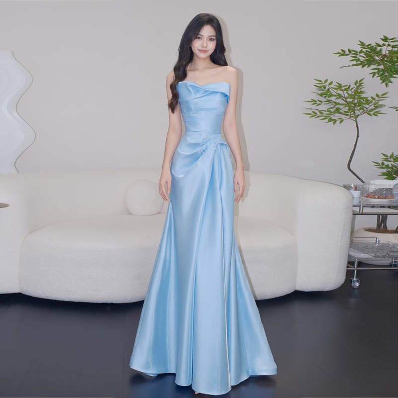 Blue Evening Dress for Piano Performance, Talent Competition, Socialite Party, Annual Meeting Host, Mermaid Long Dress, Bride's Toast Dress Blue Evening Dress for Piano Performance, Talent Competition, Socialite Party, Annual Meeting Host, Mermaid Long Dress, Bride's Toast Dress