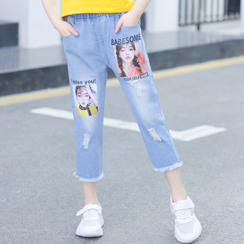 Cô gái quần jeans bảy điểm 2020 mùa hè mới trẻ em váy không khí quần âu nhạc nữ Hàn Quốc phiên bản của thời trang mùa hè.