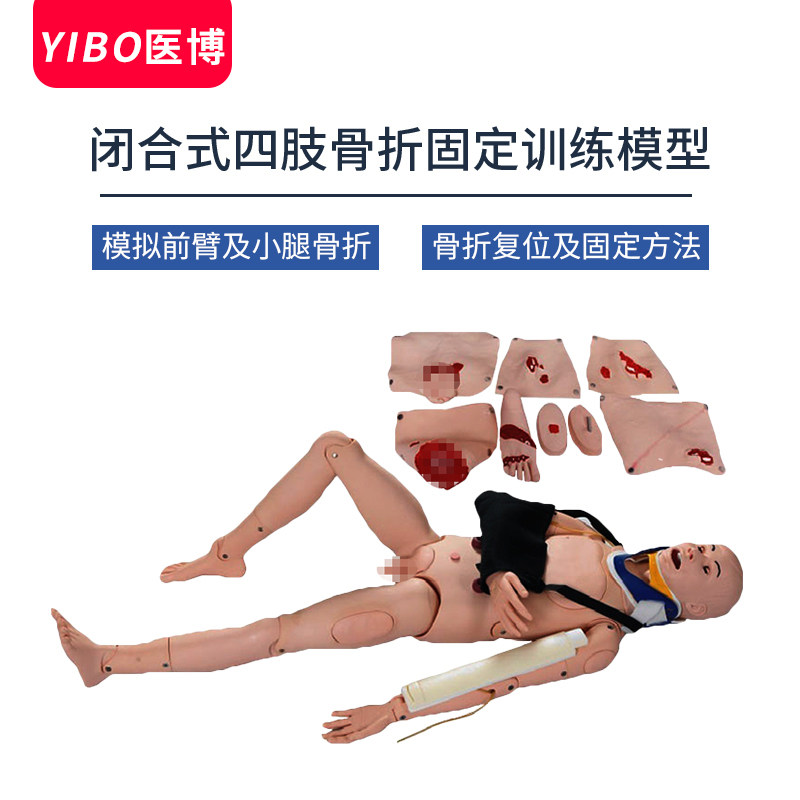 医博闭合式四肢骨折固定搬运训练模型医用人体教学模拟假人橡皮人