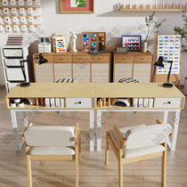 Log color nail art table and chair set Japanese simple special price economical single pair net red ins light luxury nail art table