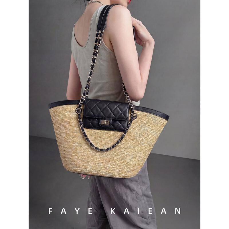 Faye Kaiean Straw Woven Bag, the Same Style as Lafayette's Bag, French Tote Bag, 2026 Summer New Woven Bag