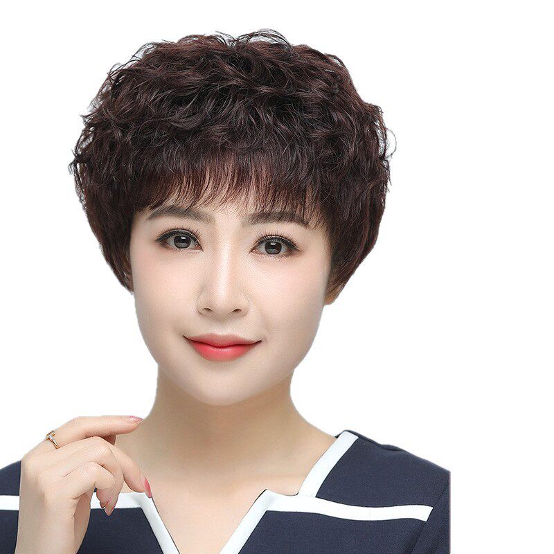 真人发丝短发假发:中老年女性的自然遮白发解决方案_假发发网_淘宝美妆网