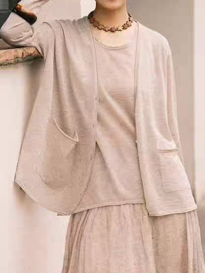 Youying Zero-Sense Worsted 100-Count Cashmere Cardigan, Simple High-Density Luxury Textile 100% Cashmere V Neck Cardigan Youying Zero-Sense Worsted 100-Count Cashmere Cardigan, Simple High-Density Luxury Textile 100% Cashmere V Neck Cardigan
