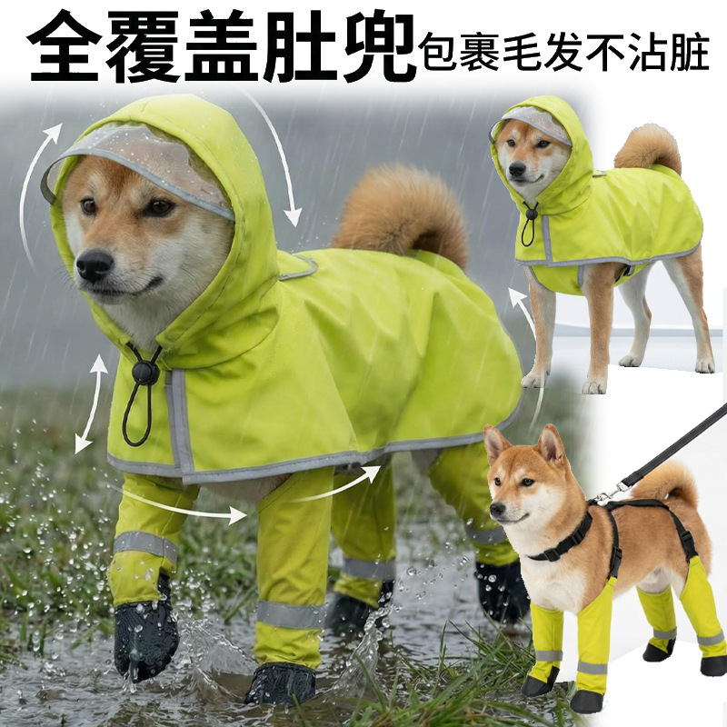 Easy to Put on and Take Off, Waterproof Dog Raincoat Cape for Protecting the Belly, Suitable for Golden Retrievers, Border Collies, Samoyeds, Large and Medium-Sized Dogs, and Pets