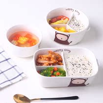 Microwave Oven Heating Lunch Box Ceramic Sub lunch Box with lid to work Students Lunch Box Portable Refreshing Bowl