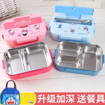 304 Stainless Steel Student Cafeteria Meal Separation Meal Kit For Work With Rice Cartoon Lunch Box Cute Children Lunch Box
