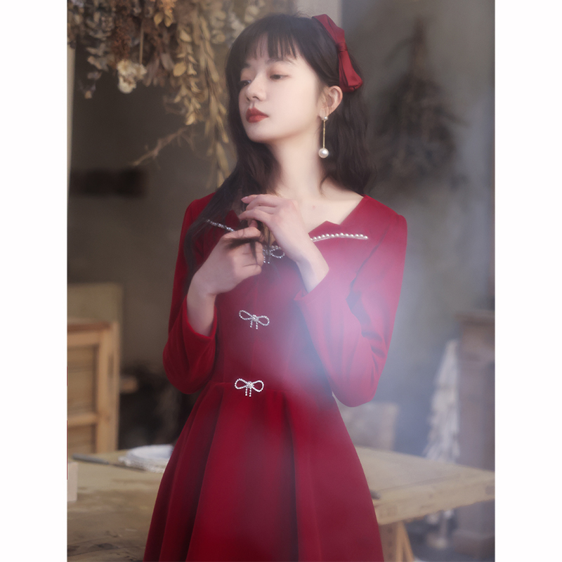 Toast clothing bride winter long sleeves can usually wear small back to the door engagement dress wedding dress skirt female winter
