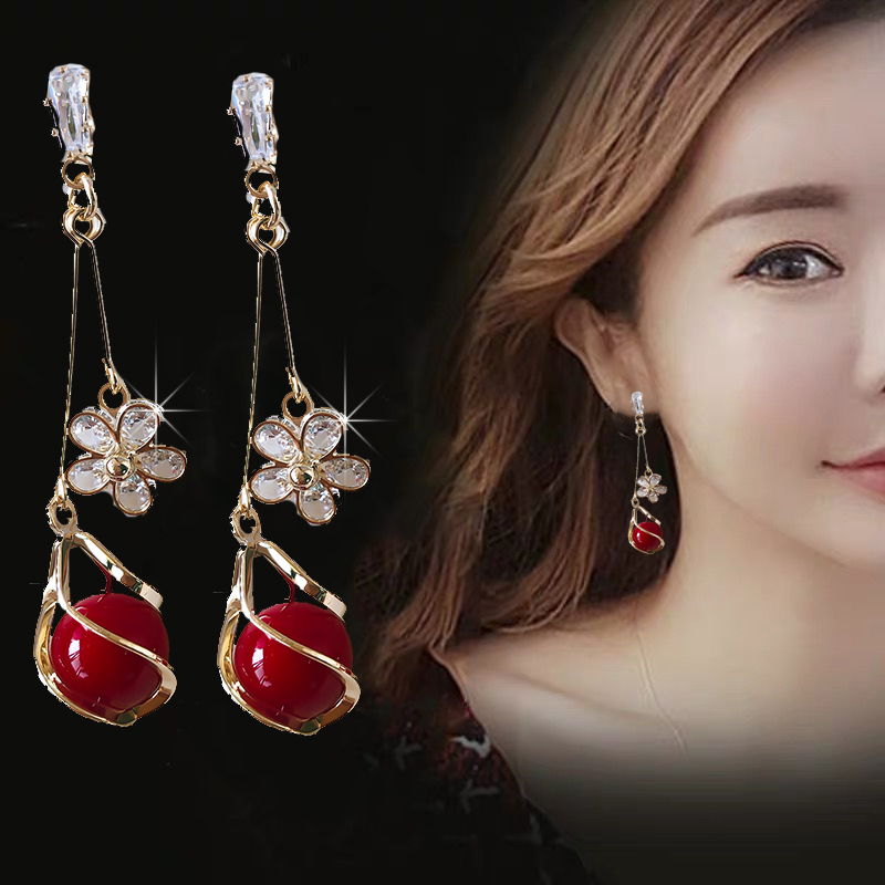 South Korean eardrop woman 2022 New wave qi high level atmospheric long version of pure silver ear ring brief lukewarm wind ear decoration