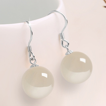 Jade earrings female 2021 New Tide sterling silver natural agate temperament advanced long earrings retro earrings