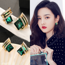 Korean fashion crystal stud earrings for women 2021 New Tide advanced sense light luxury goddess fan earrings summer earrings