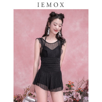 Love Moxi swimsuit womens 2021 new flying sleeve cover arm cover belly thin one-piece skirt black perspective mesh