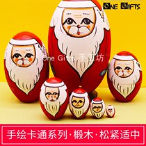 Santa 7 seven-layer pure handmade basswood Russian set doll ornaments childrens educational toys creative gifts