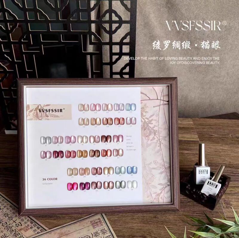 Jiahe Aesthetics Vvs Satin Silk 36 Colors Ceramic Glass Beads Cat's Eye Nail Polish Gel Manicure Set for Opening a Nail Salon