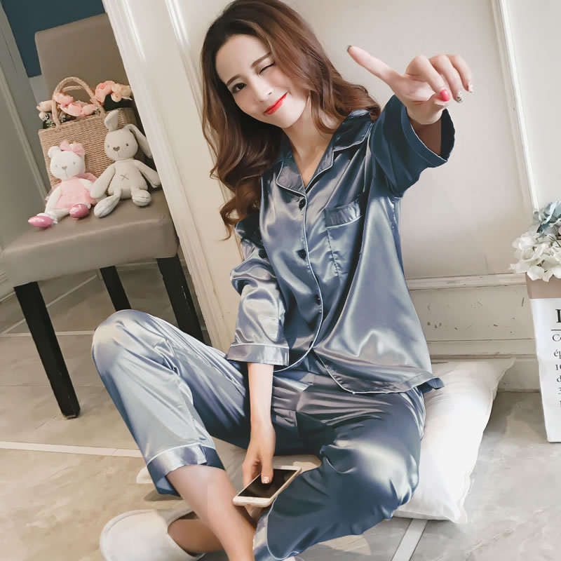 Ice Silk Pajamas for Women, Spring and Autumn Style, Long-Sleeved, Korean Style, Can Be Worn Outside, Large Size, Student Silk Loungewear, Winter 2026 New Style