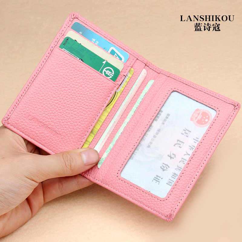 Genuine leather card bag Multi-clamping credit card sleeve Female style small card bag ultra-thin Korean version Card bag Mini cute card clip