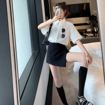  Suit 2021 summer new womens clothing femininity goddess Fan Hepburn summer small fragrance to wear polo small skirt