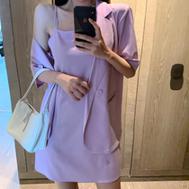 Summer Womens Brother-in-law Fried Street Advanced Sensation Summer Clothing Two Suits 2022 Kit matching purple snowspun pendant with skirt