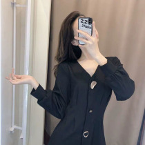  Autumn 2020 new female early autumn French Hepburn small black skirt long skirt high cold royal sister style light ripe early autumn long skirt