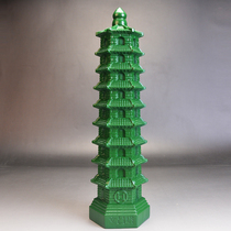 Wooden carvings on the ninth floor of Wenchang Tower green office desk thirteenth floor Wenchang Tower study room lucky craft gifts