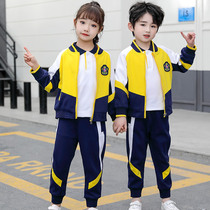 Kindergarten Garden Clothing Spring Autumn Clothing Three Sets of male and female childrens sports clothes Primary school uniforms One-year class uniforms yellow