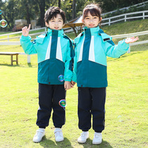 School uniforms for elementary school children three sets of winter clothing plus suede thickened pants detachable nursery school garden clothes for spring and autumn clothes