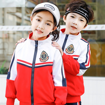 Primary school students Class 3 sets of spring and autumn clothes school uniforms one-year-grade sports clothes kindergarten garden clothes pure cotton suit red