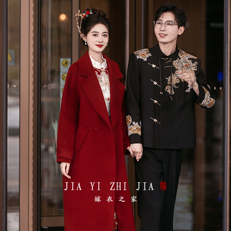 Red Coat, Suitable for the Bride to Wear Daily, Woolen Coat for Weddings, High-End Engagement Dress Matching Mamian Skirt Red Coat, Suitable for the Bride to Wear Daily, Woolen Coat for Weddings, High-End Engagement Dress Matching Mamian Skirt
