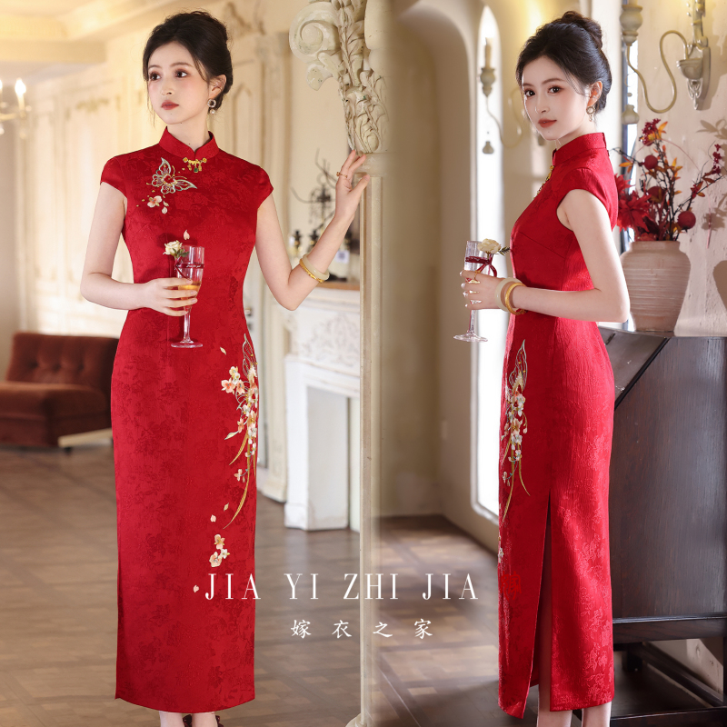 Wedding Dress House Red Engagement Cheongsam Set Female Bride Wedding Toast Dress High-End New Chinese Style Engagement Dress Wedding Dress House Red Engagement Cheongsam Set Female Bride Wedding Toast Dress High-End New Chinese Style Engagement Dress