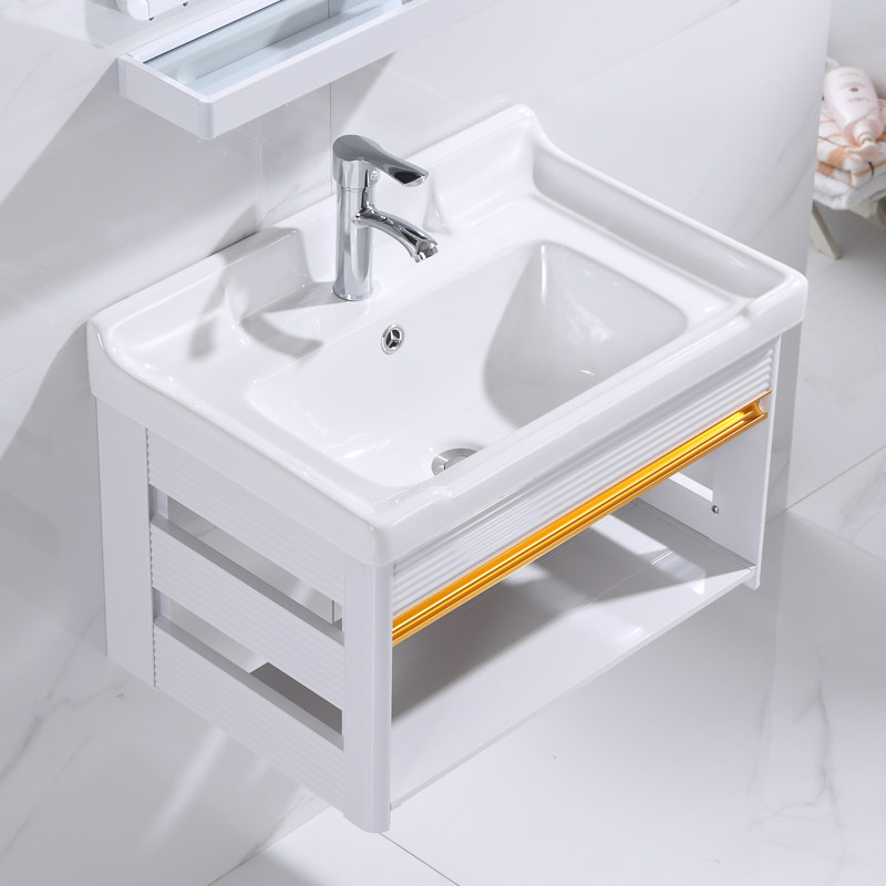 Mini Wall-mounted Small Family Type Washbasin Makeup Room Washbasin Balcony Space Aluminum Bracket Face Basin Simple White