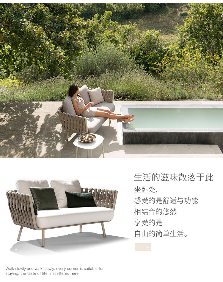 Bắc Âu thường sofa mây ngoài trời ngoài trời sofa kem chống nắng không thấm nước và ghế kết hợp ban công patio ghế wicker ngoài trời - Ghế sô pha sofa văng