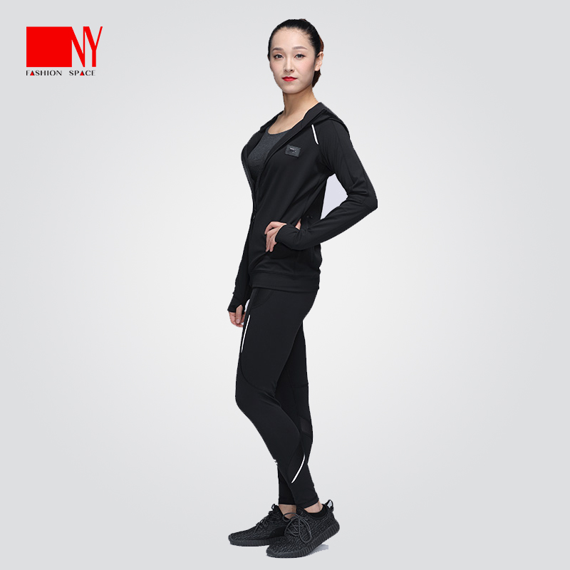 NY narts new women's sports suit fashion morden dance training wear long sleeve black two-piece set casual dance suit