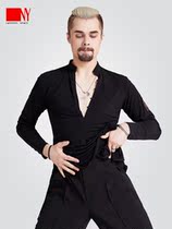 NY nery Latin dance suit 2021 new summer mens blouses practice dance suit V collar body dress dancing suit professional dance suit