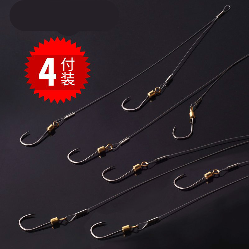 Hook anti-winding anti-bite fishing Baichang red pomfret wire hook set Fishing hook tied to the finished sub-line double hook