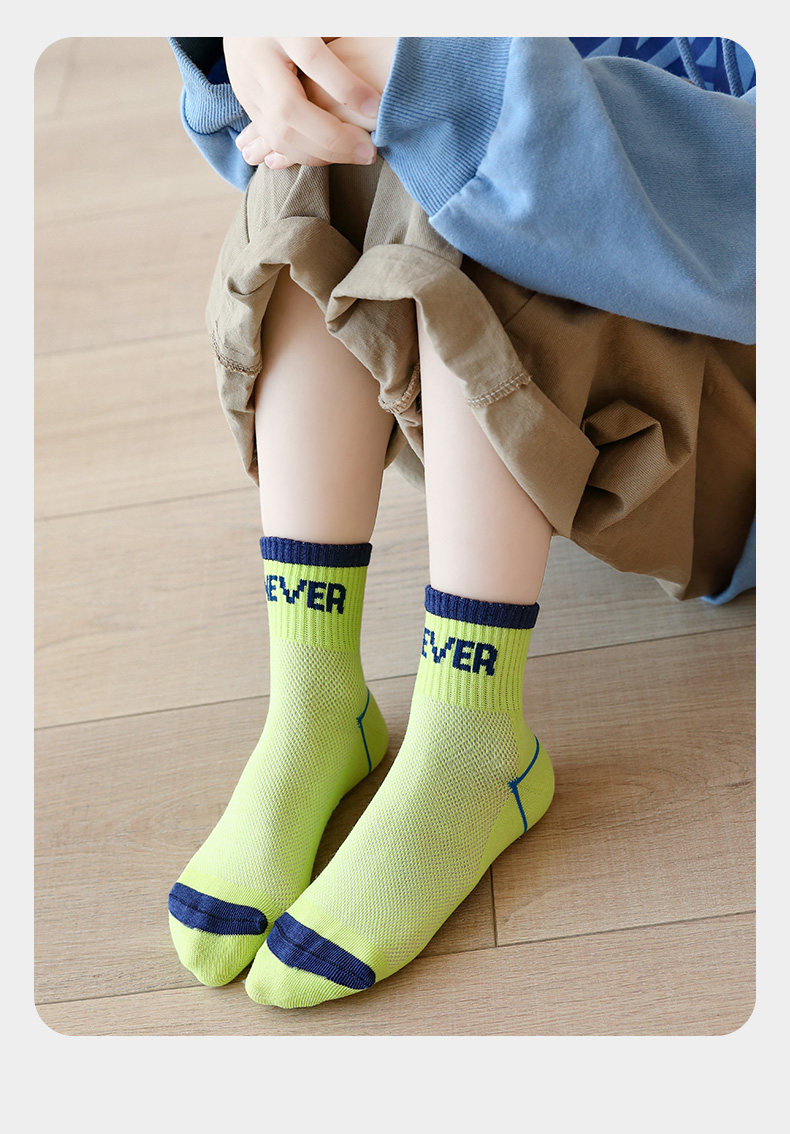 Boys' Socks, Summer Thin Cotton Socks for Children and Teenagers, Medium and Large Children's Boys' Sports Sweat-Absorbent and Odor-Resistant Mid-Calf — 28