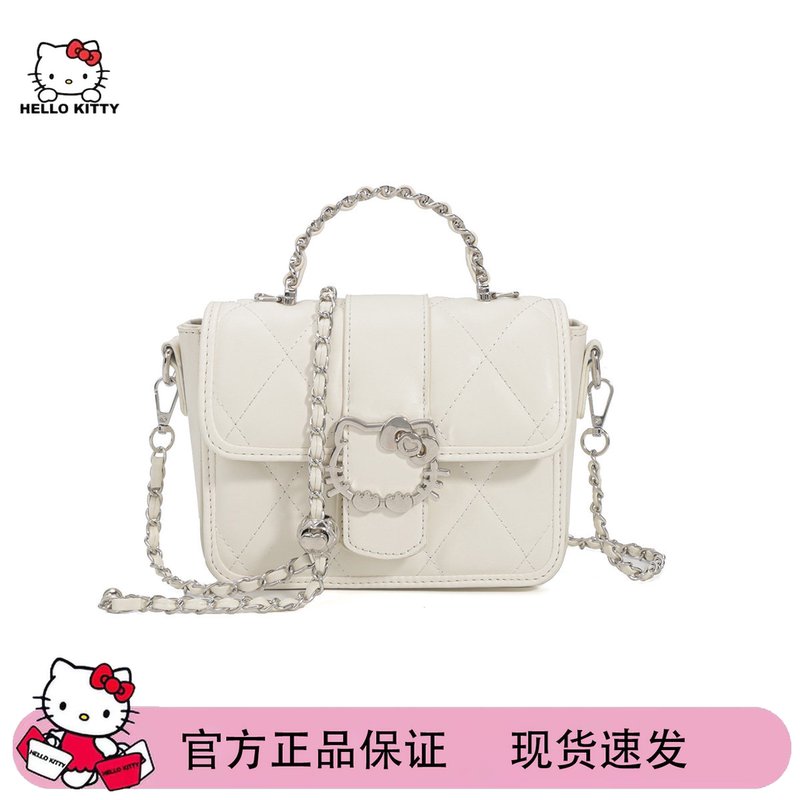 Hellokitty Hello Kitty Small Square Bag, Fashionable and Versatile, Small Chanel-Style Handbag, Crossbody Bag, Single Shoulder Chain Bag for Women
