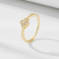 s925 sterling silver diamond four-leaf clover ring for women light luxury design high-end sense classic and versatile small fresh ring bracelet